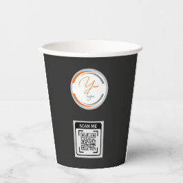 Vasos De Papel Simple Logo QR Code Business Black