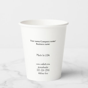 Vasos De Papel simple minimal agregue su logo/diseño aquí negocio