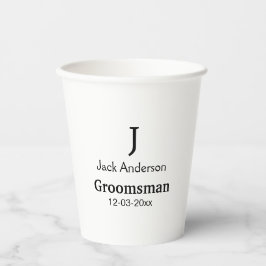 Vasos De Papel SIMPLE MINIMAL añada tu nombre personalizado groom