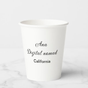 Vasos De Papel Simple minimal añade tu nombre texto lugar califor