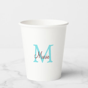 Vasos De Papel simple minimal añadir nombre monograma rosa rojo