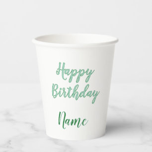 Vasos De Papel simple minimal feliz cumpleaños añade tu nombre