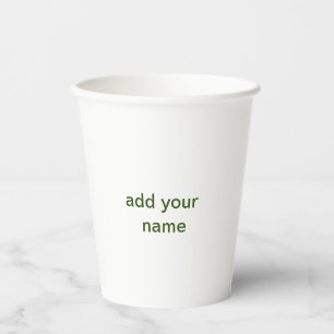 Vasos De Papel Simple minimal verde añade tu texto nombre foto pe