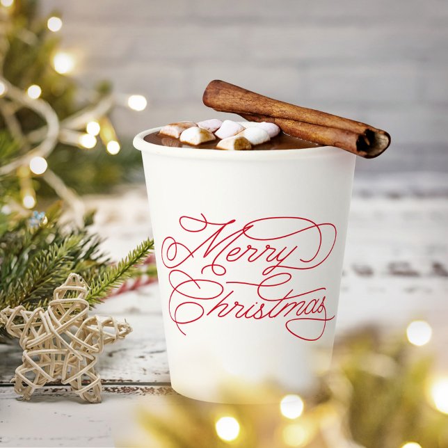 Vasos De Papel Simple Mínimo Moderno Blanco Rojo Feliz Navidad (Subido por el creador)