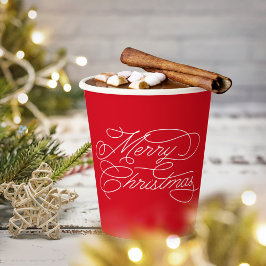 Vasos De Papel Simple Mínimo Moderno Blanco Rojo Feliz Navidad