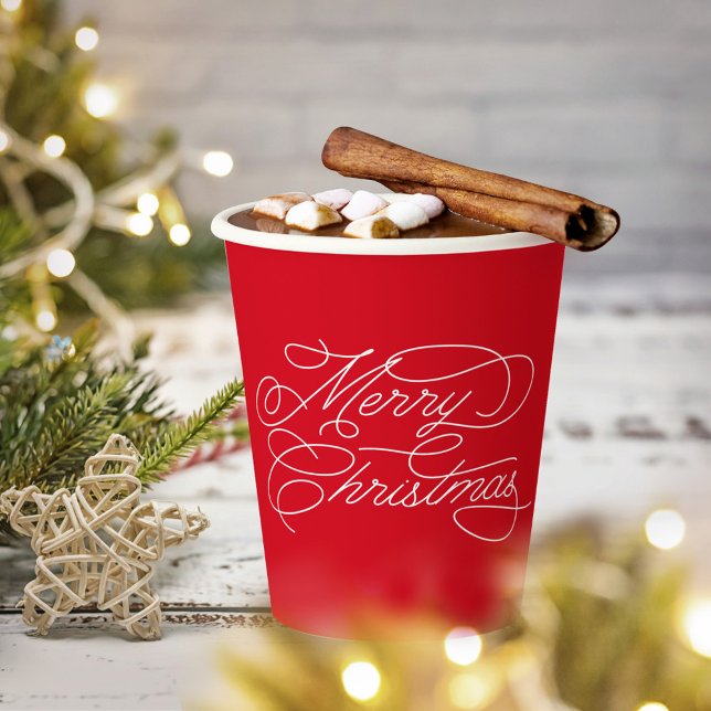 Vasos De Papel Simple Mínimo Moderno Blanco Rojo Feliz Navidad (Subido por el creador)