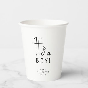 Vasos De Papel Simple moderno neutral es un niño Baby Shower