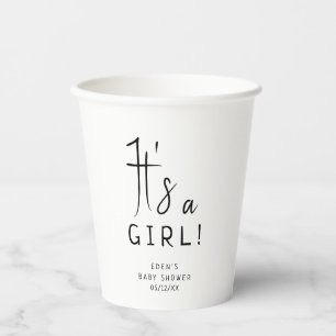 Vasos De Papel Simple Neutral moderno ¡Es un Chica! Baby Shower