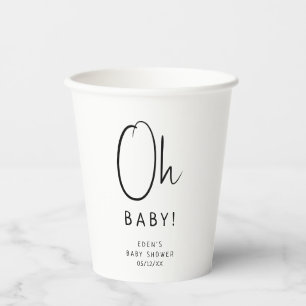 Vasos De Papel Simple Neutral Moderno Oh Bebé! Baby Shower