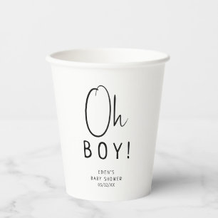 Vasos De Papel Simple Neutral Moderno Oh Boy! Baby Shower
