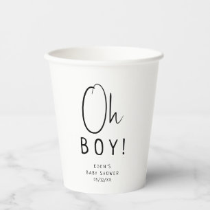 Vasos De Papel Simple Neutral Moderno Oh Boy! Baby Shower