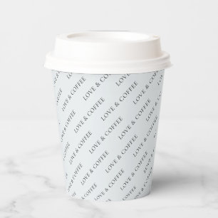 Vasos De Papel Simple Patrón de Texto Personalizado Gris Azul Min