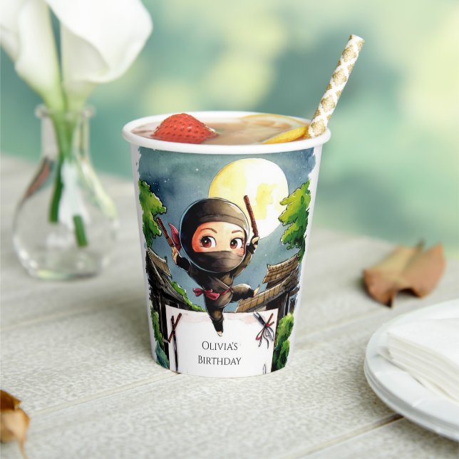 Vasos De Papel Simple Shuriken Ninja Cumpleaños (in situ)