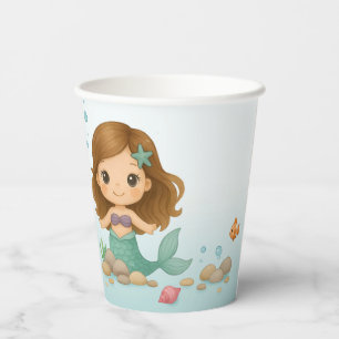 Vasos De Papel Simple sirena pequeña y linda
