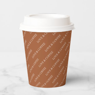 Vasos De Papel Simple Terracota Marrón Personalizado Texto / Patr