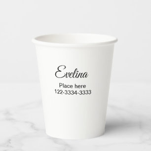 Vasos De Papel Simple texto mínimo añadir nombre lugar ciudad tel