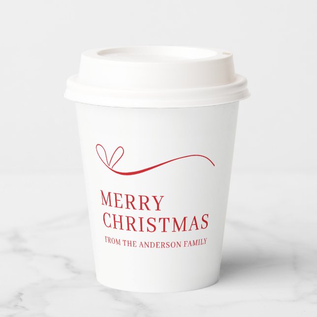 Vasos De Papel Simple white red modern Merry Christmas (Anverso)