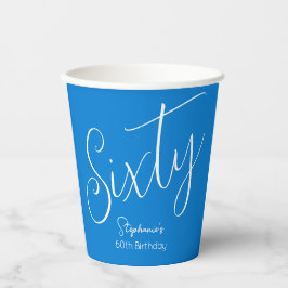 Vasos De Papel Simplemente guión moderno Azul 60 cumpleaños fiest