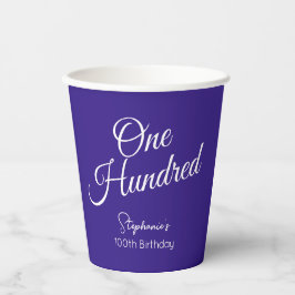 Vasos De Papel Simplemente guión moderno morado 100 cumpleaños