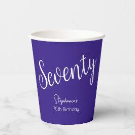 Vasos De Papel Simplemente guión moderno púrpura 70 cumpleaños