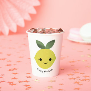 Vasos De Papel Simplemente la esencia Cute Kawaii Limón