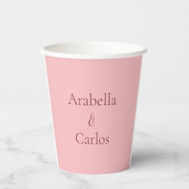 Vasos de papel simples para novia y novio en rosa 