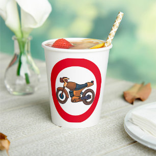 Vasos De Papel Sin motocicletas Rótulo de carretera