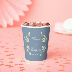 Vasos De Papel Sinfonía floral eterna en Boda azul