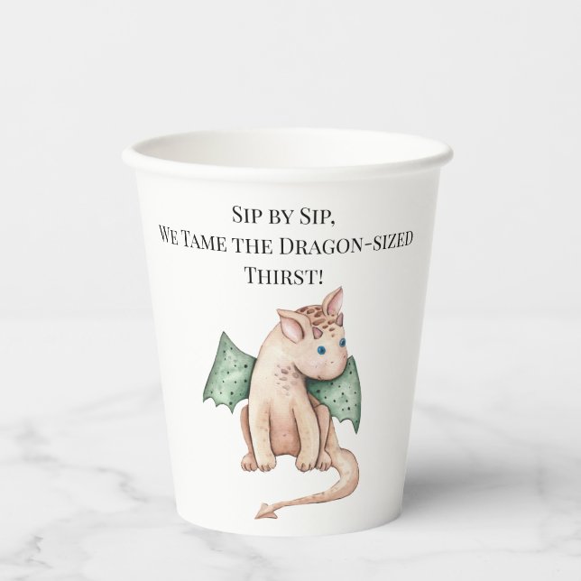 Vasos De Papel Sip by Sip, ¡tomamos la sed del tamaño del dragón! (Anverso)