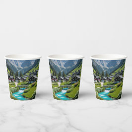 Vasos De Papel "Sip in the Swiss Serenity - Aldea alpina