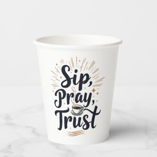 Vasos De Papel Sip Pray Trust Café Y Jesus Lover