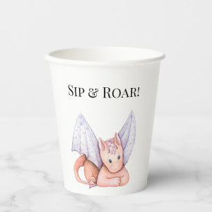 Vasos De Papel Sip & Roar: ¡Es una tostada de bebé dragón!