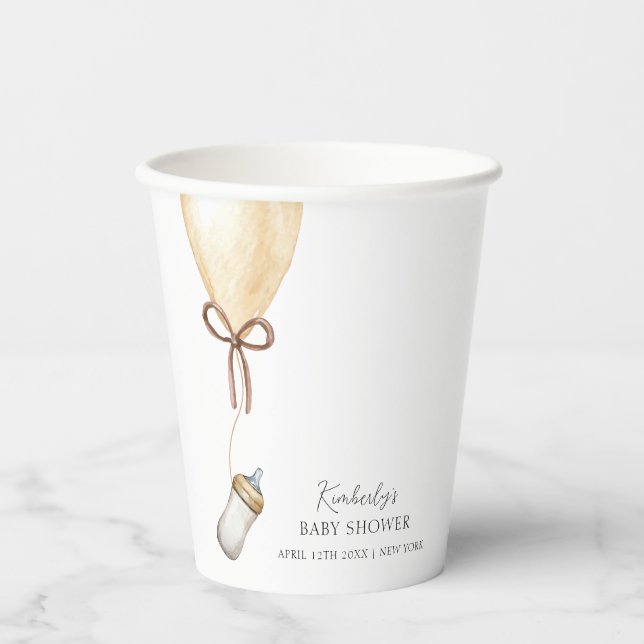 Vasos De Papel Sip & See Simple Boho Balloon Botes Baby Shower (Anverso)