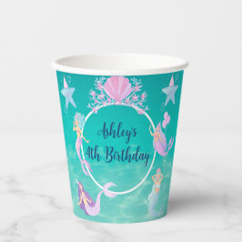 Vasos De Papel Sirena bajo el agua del mar fiesta de los niños de