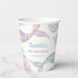 Vasos De Papel Sirena bajo el mar Tercer cumpleaños