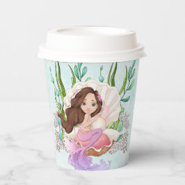 Vasos De Papel Sirena (Brunette) en tazas de papel de ostra
