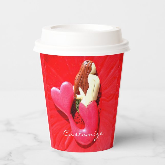 Vasos De Papel sirena de cola roja limón limón (Anverso)