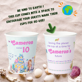 Vasos De Papel Sirena Personalizada Ecológica Bajo el Mar