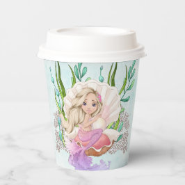 Vasos De Papel Sirena (rubia) en tazas de papel de ostra