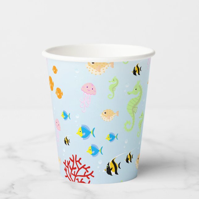 Vasos De Papel Sirena y amigos fiesta de cumpleaños (Anverso)