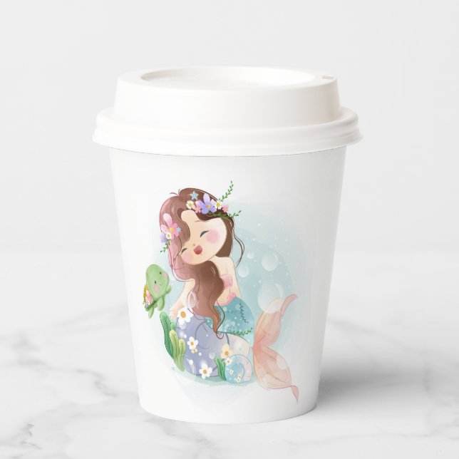 Vasos De Papel Sirena y tortuga (Anverso)