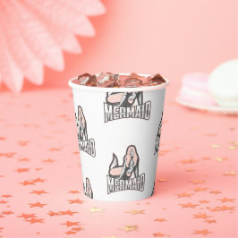 Vasos De Papel Sirenas de fiesta Copas de papel rosa de cumpleaño