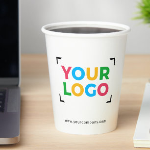 Vasos De Papel Sitio web con logotipo personalizado de la empresa