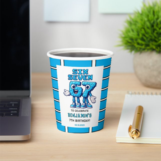 Vasos De Papel Six Seven Meme 7th Birthday | Funny Trendy (in situ)