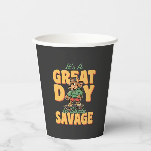 Vasos De Papel Skate Perro Gran Día Salvaje (Anverso)