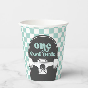 Vasos De Papel Skateboard One Cool Dude cumpleaños 1