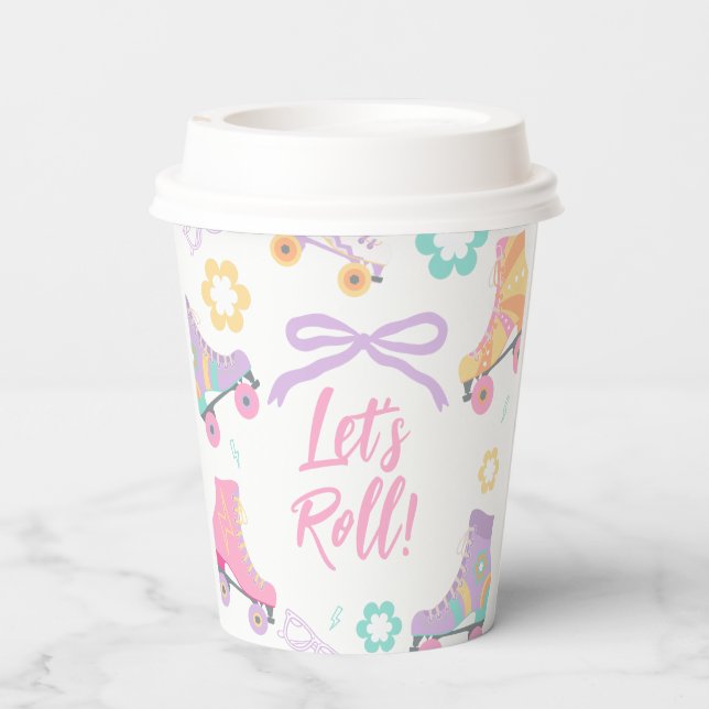Vasos De Papel Skating Lets Roll Roller Skate Girl Birthday (Reverso )