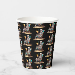 Vasos De Papel Skeleton Beach Lounging Halloween