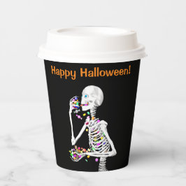 Vasos De Papel Skeleton comiendo dulces de Halloween