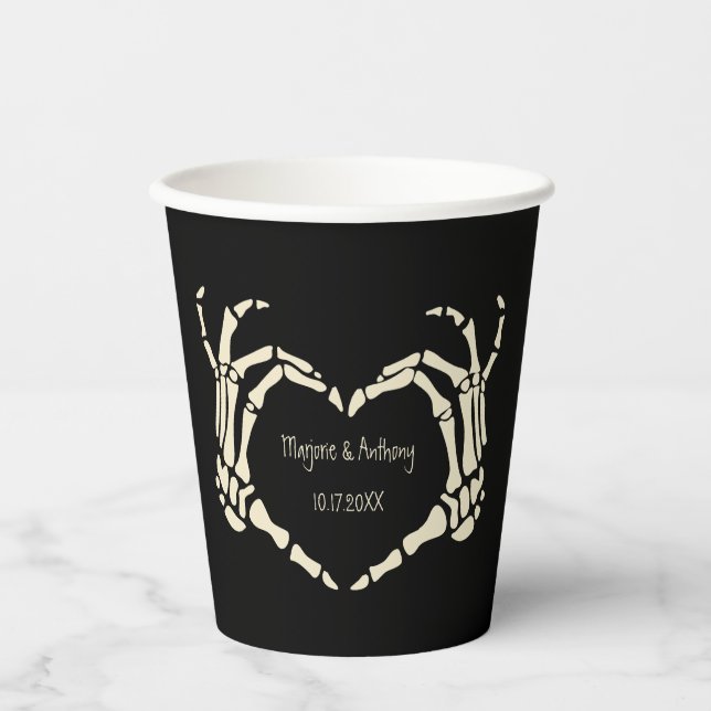 Vasos De Papel Skeleton Manos Forma Corazón Boda Personalizada (Anverso)